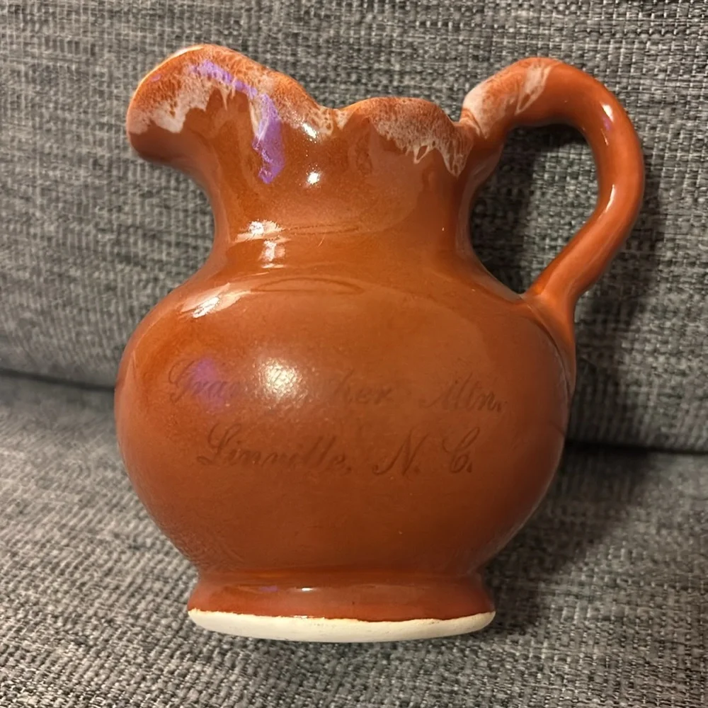 P. C. A. PADEN CITY ARTWARE GLAZED BURNT ORANGE SMALL PITCHER VINTAGE